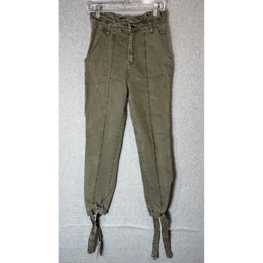 Listicle  Billie Pants Smocked Pleated Pocket Tie Waistband Women's GreenSmall‎